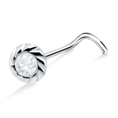 Twisted Stone Silver Curved Nose Stud NSKB-691